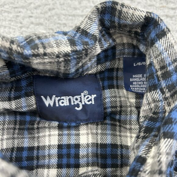Wrangler Pearl Snap Blue Plaid Flannel Button Down Mens Size Large - Picture 4 of 6